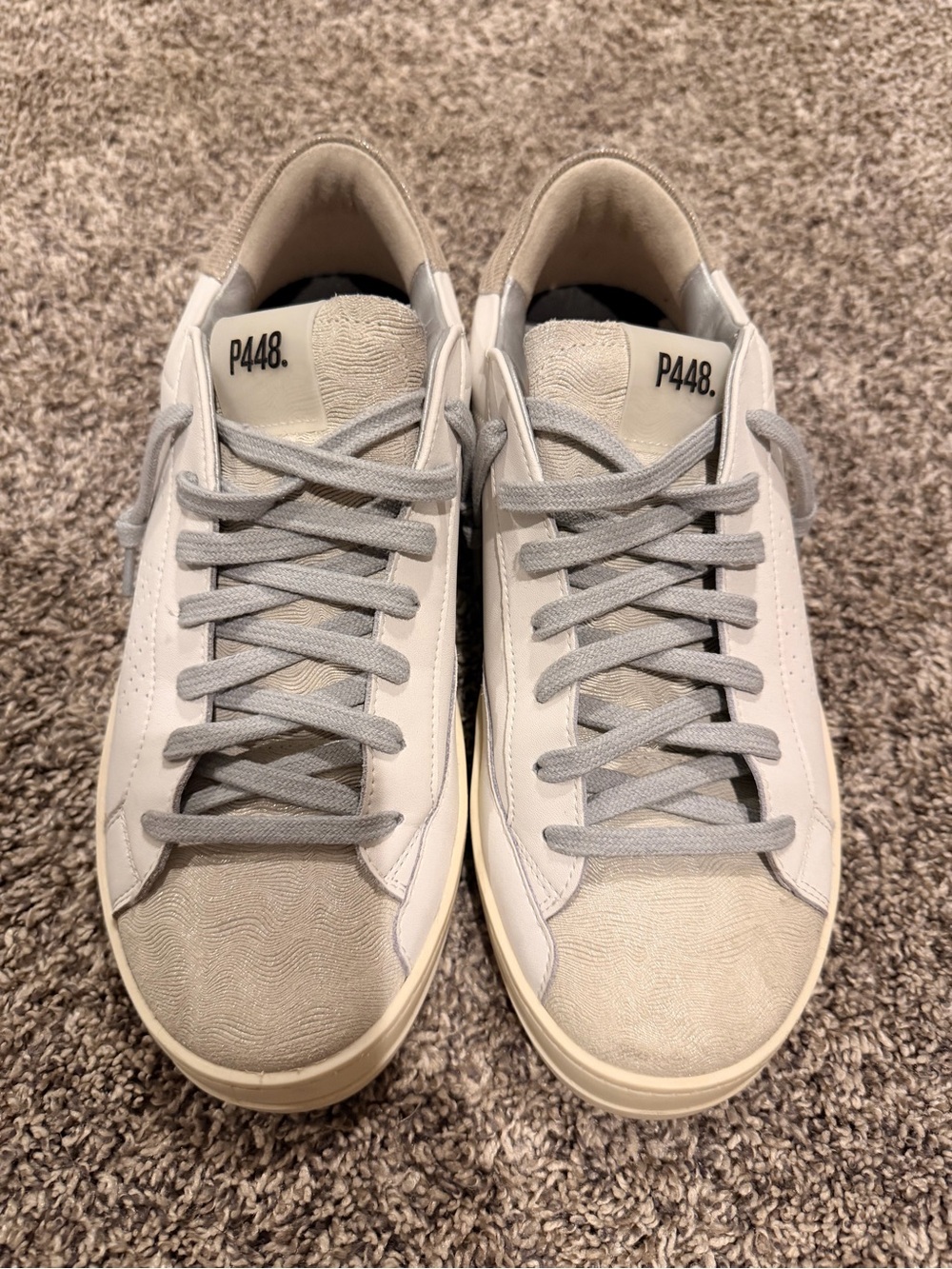 P448 White and Light Gray Low-Sneakers